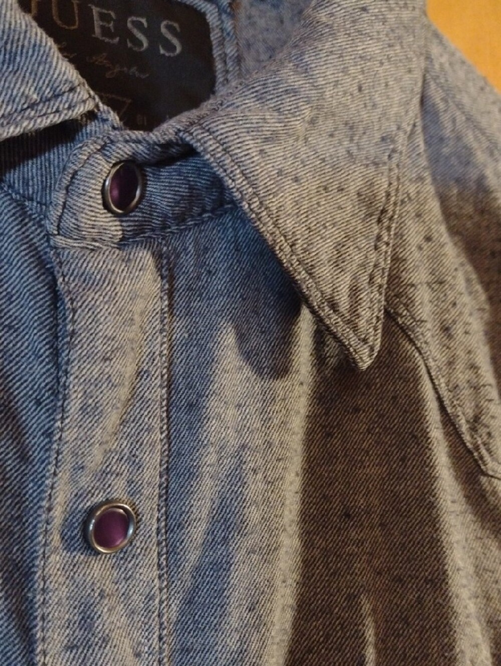 GUESS Men's Western Style Chambray Button-Down Shirt in Light Blue